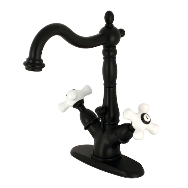 Heritage 2-Handle Bathroom Faucet W/Brass Pop-Up & Cover Plate, Black